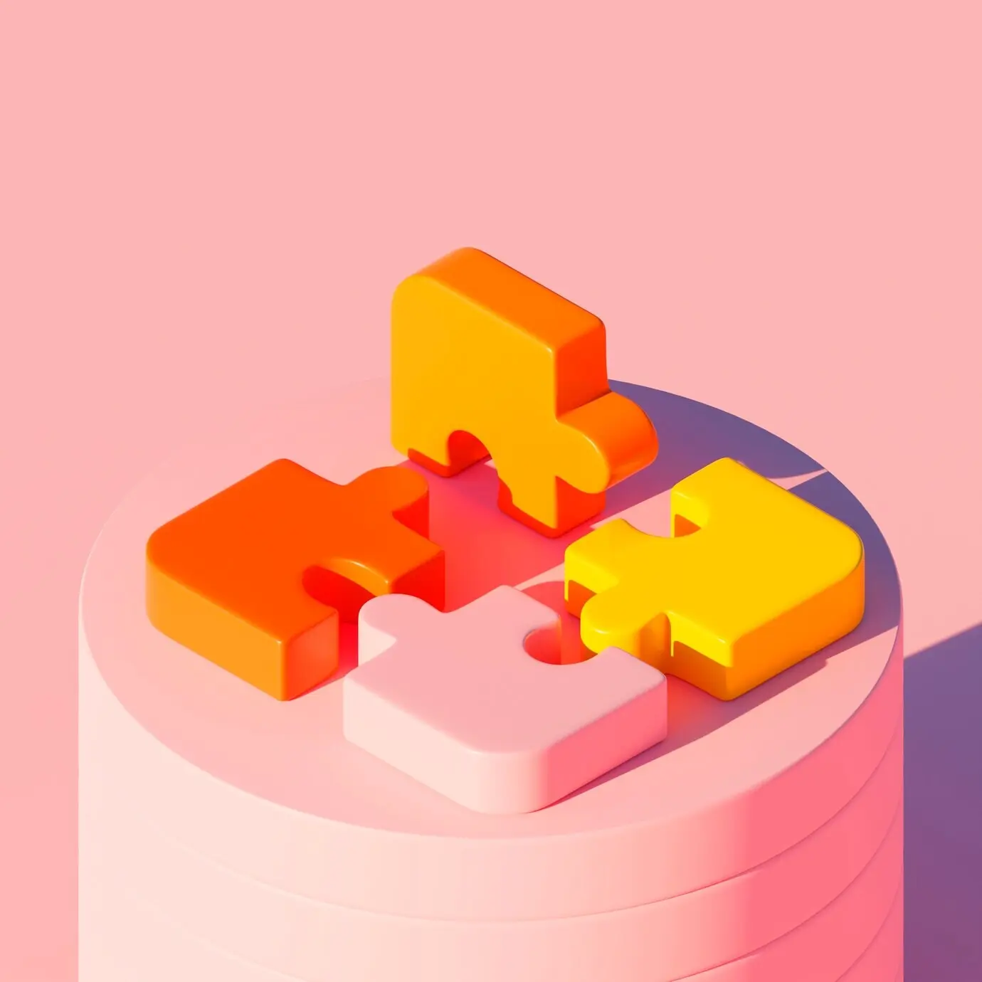 Трёхмерный вид фрагментов пазла